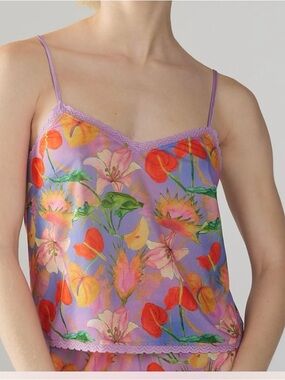 Savage X Fenty Mutha Nature Lacey purple, mesh colorful flower floral cami